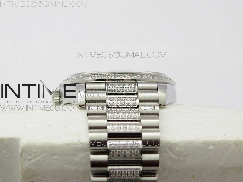 Day-Date 36 128239 SS Crystal BP Best Edition Blue Crystal Markers Dial on SS President Bracelet A2836