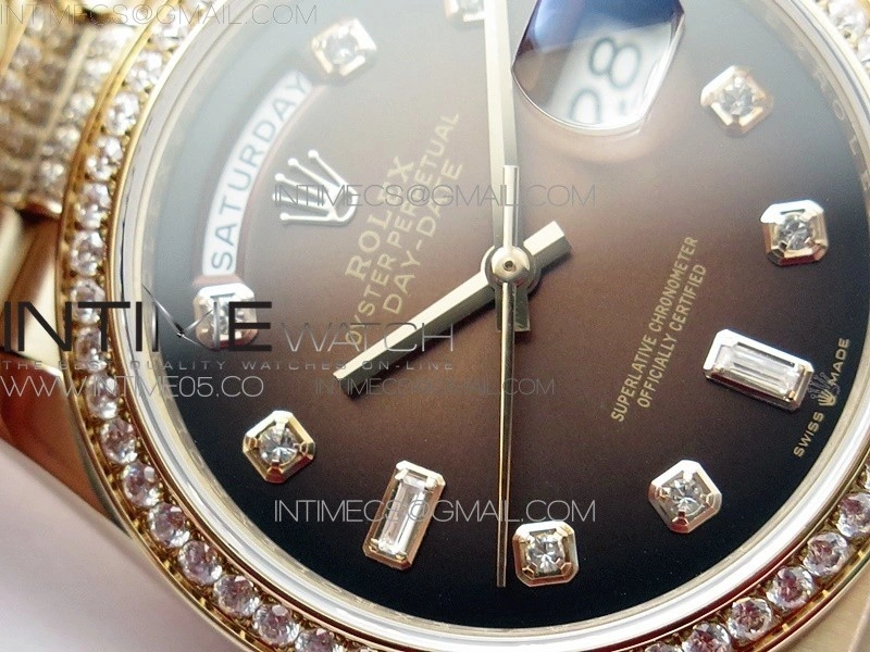 Day-Date 36 128235 RG Crystal BP Best Edition Brown Crystal Marker Dial on RG President Bracelet A2836