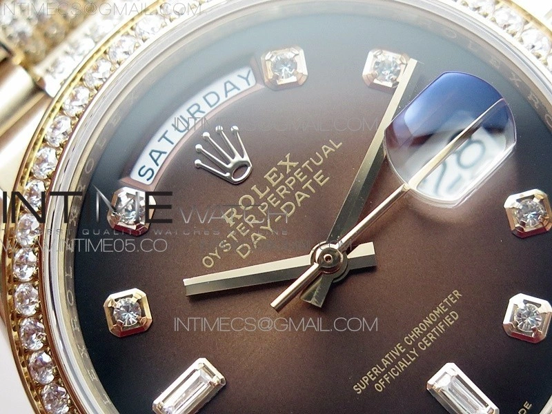 Day-Date 36 128235 RG Crystal BP Best Edition Brown Crystal Marker Dial on RG President Bracelet A2836
