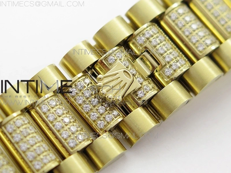 Day-Date 36 128235 YG Crystal BP Best Edition Green Crystal Marker Dial on YG President Bracelet A2836