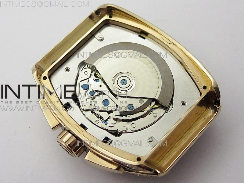 Vanguard V45 Chrono RG Pave Crystals Gold Inner Bezel ABF Best Edition Black Dial on Black Gummy Strap A7750