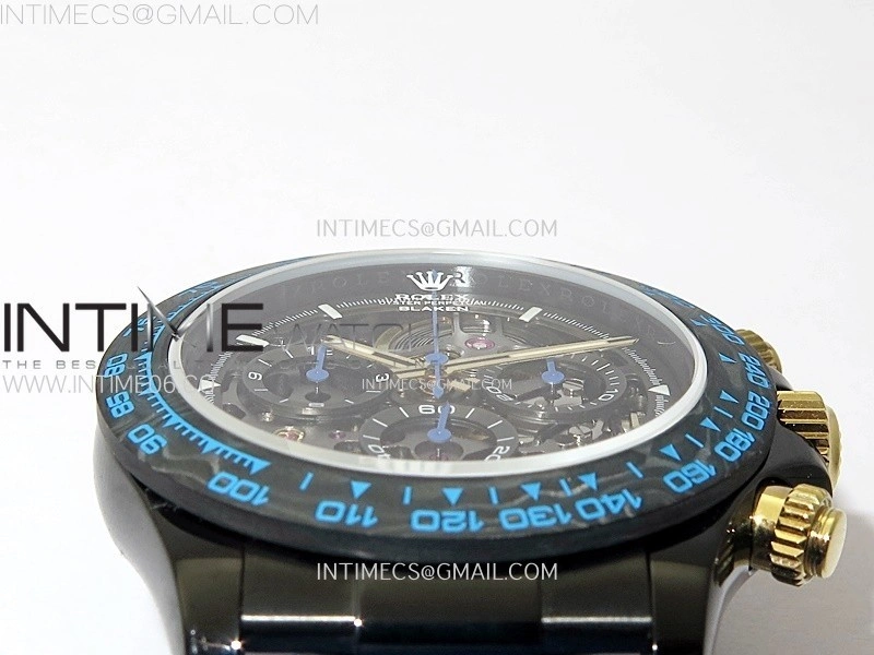 Daytona PVD Ceramic Bezel GETF Best Edition Skeleton Blue Dial on Blue Rubber Strap SA4130