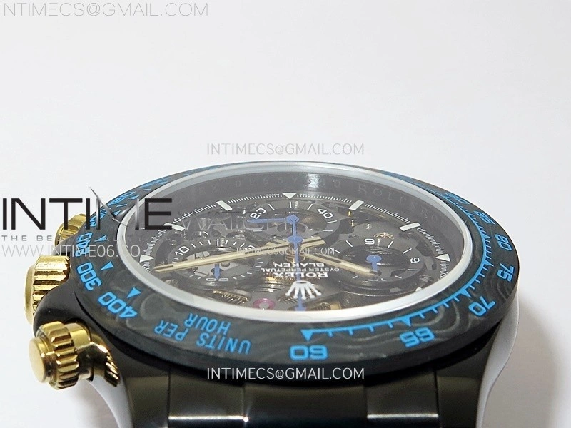 Daytona PVD Ceramic Bezel GETF Best Edition Skeleton Blue Dial on Blue Rubber Strap SA4130