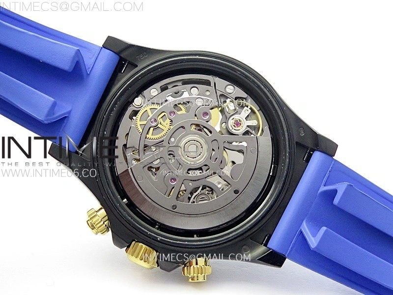 Daytona PVD Ceramic Bezel GETF Best Edition Skeleton Blue Dial on Blue Rubber Strap SA4130