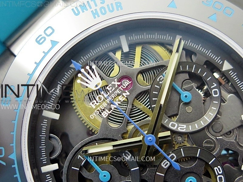 Daytona PVD Ceramic Bezel GETF Best Edition Skeleton Cyan Dial on Cyan Rubber Strap SA4130