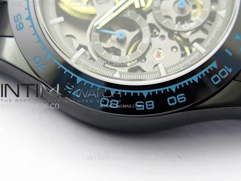 Daytona PVD Ceramic Bezel GETF Best Edition Skeleton Cyan Dial on Cyan Rubber Strap SA4130