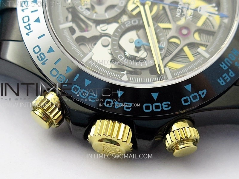 Daytona PVD Ceramic Bezel GETF Best Edition Skeleton Cyan Dial on Cyan Rubber Strap SA4130
