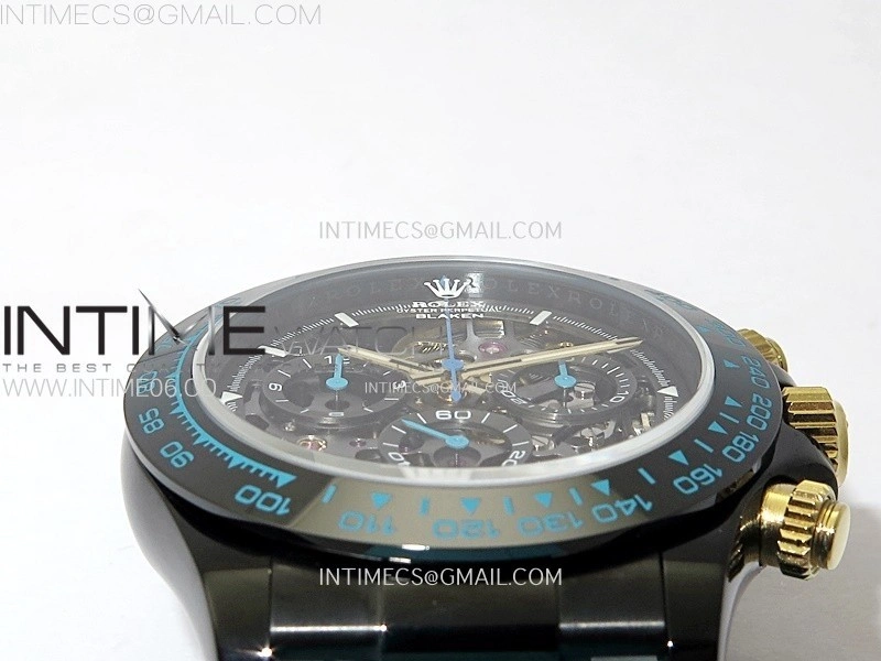 Daytona PVD Ceramic Bezel GETF Best Edition Skeleton Cyan Dial on Cyan Rubber Strap SA4130
