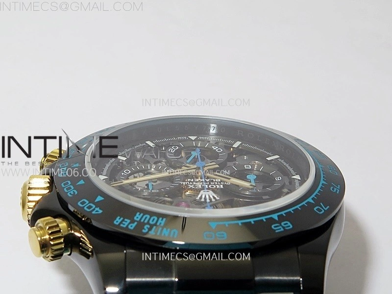Daytona PVD Ceramic Bezel GETF Best Edition Skeleton Cyan Dial on Cyan Rubber Strap SA4130