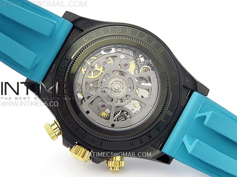 Daytona PVD Ceramic Bezel GETF Best Edition Skeleton Cyan Dial on Cyan Rubber Strap SA4130