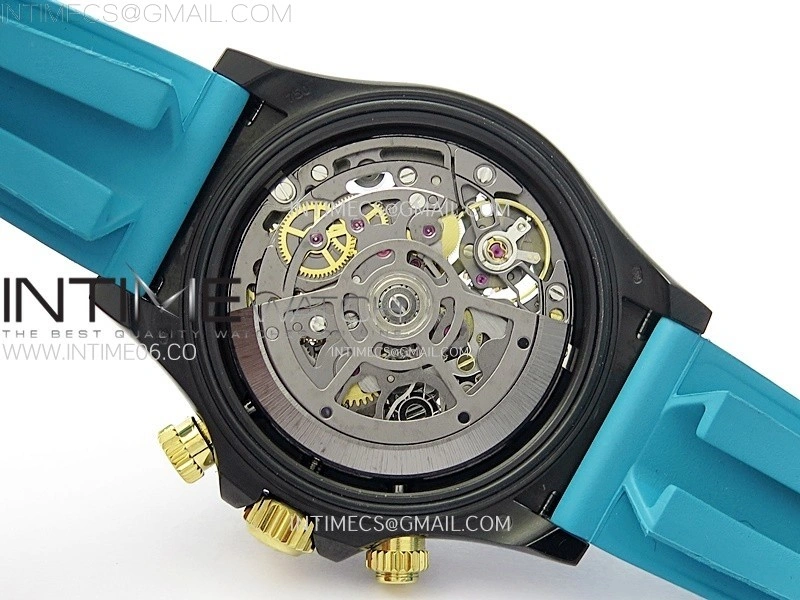 Daytona PVD Ceramic Bezel GETF Best Edition Skeleton Cyan Dial on Cyan Rubber Strap SA4130