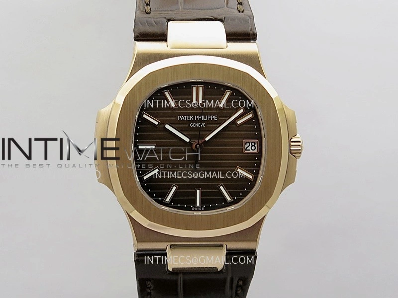 Nautilus 5711 Gain Weight DDF 1:1 Best Edition Brown Textured Dial On Black Leather Strap Super Clone DD324