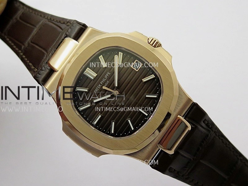 Nautilus 5711 Gain Weight DDF 1:1 Best Edition Brown Textured Dial On Black Leather Strap Super Clone DD324