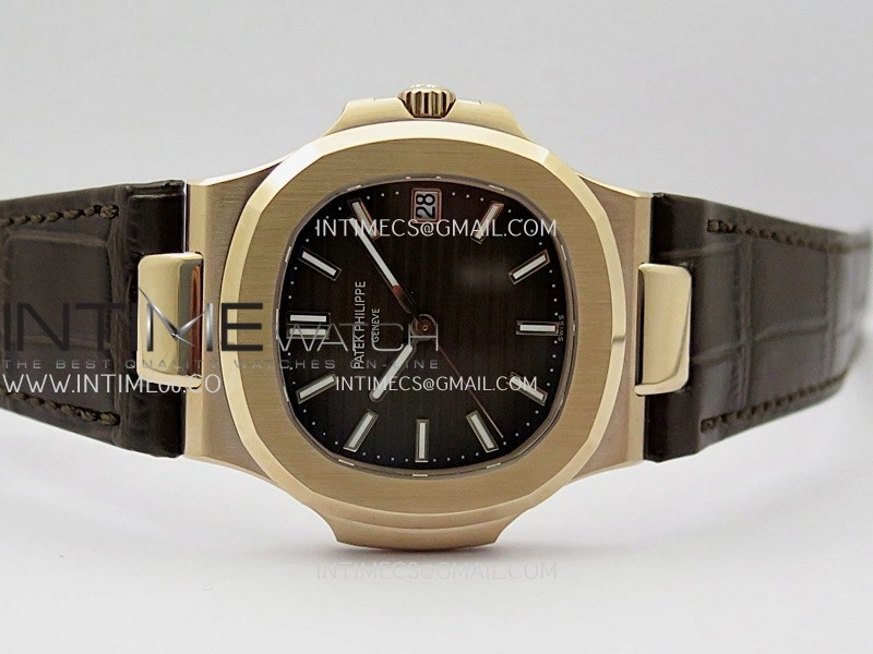Nautilus 5711 Gain Weight DDF 1:1 Best Edition Brown Textured Dial On Black Leather Strap Super Clone DD324