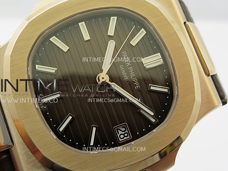 Nautilus 5711 Gain Weight DDF 1:1 Best Edition Brown Textured Dial On Black Leather Strap Super Clone DD324
