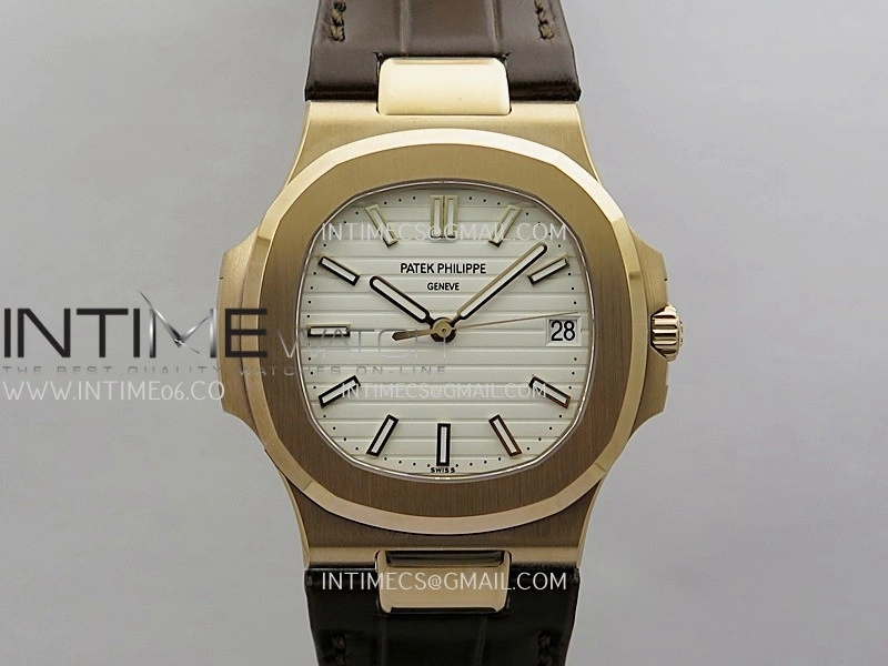 Nautilus 5711 Gain Weight DDF 1:1 Best Edition White Textured Dial On Brown Leather Strap Super Clone DD324