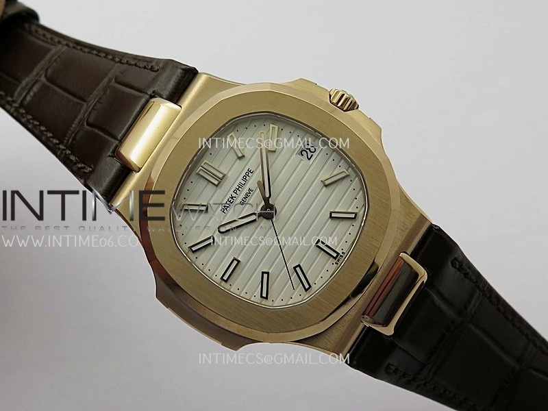 Nautilus 5711 Gain Weight DDF 1:1 Best Edition White Textured Dial On Brown Leather Strap Super Clone DD324