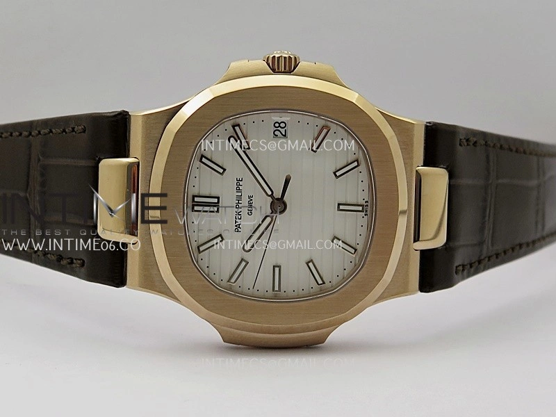 Nautilus 5711 Gain Weight DDF 1:1 Best Edition White Textured Dial On Brown Leather Strap Super Clone DD324