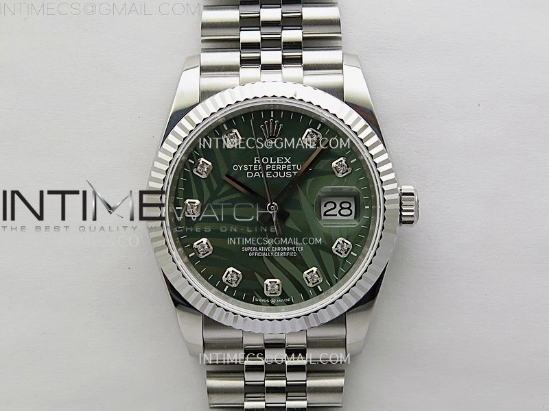 DateJust 126234 904L SS JDF 1:1 Best Edition Green Leaves Dial Diamond Markers on Jubilee 904L SS Bracelet