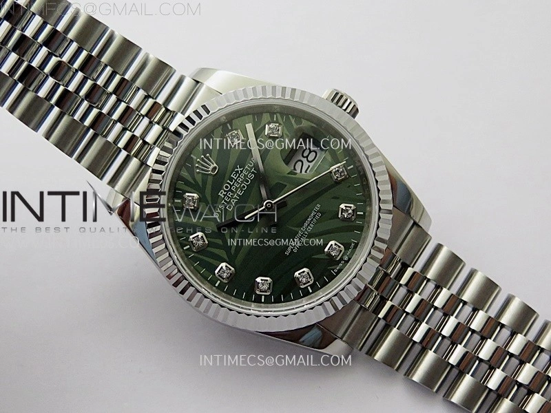 DateJust 126234 904L SS JDF 1:1 Best Edition Green Leaves Dial Diamond Markers on Jubilee 904L SS Bracelet