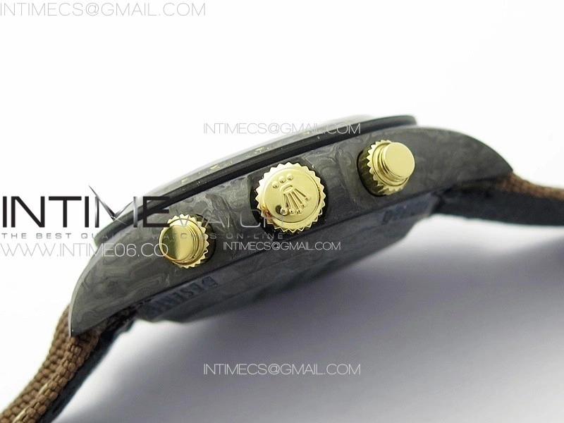 Daytona DIW Carbon DIWF Best Edition Gold Dial Arabic Markers on Brown Nylon Strap A7750