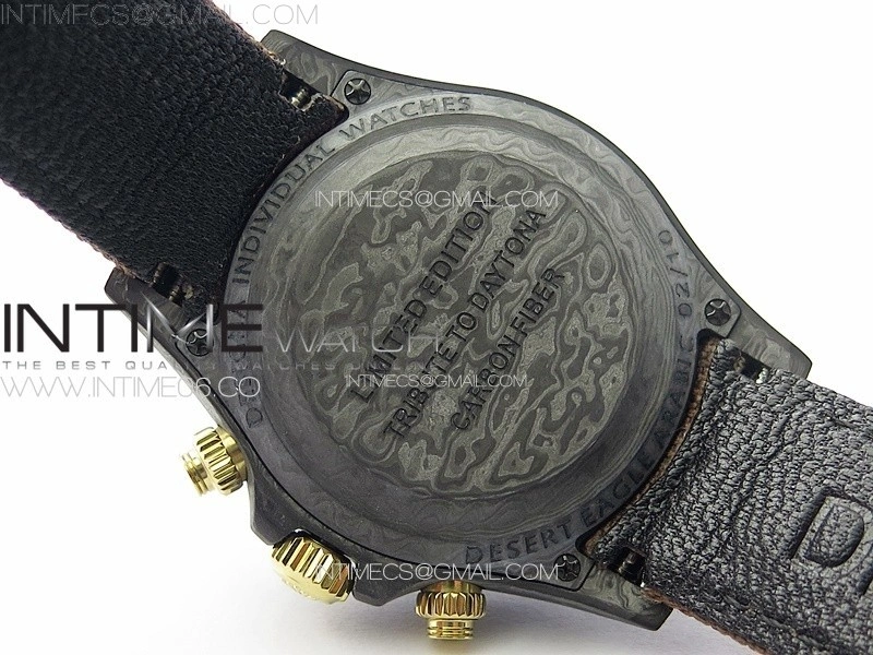 Daytona DIW Carbon DIWF Best Edition Gold Dial Arabic Markers on Brown Nylon Strap A7750