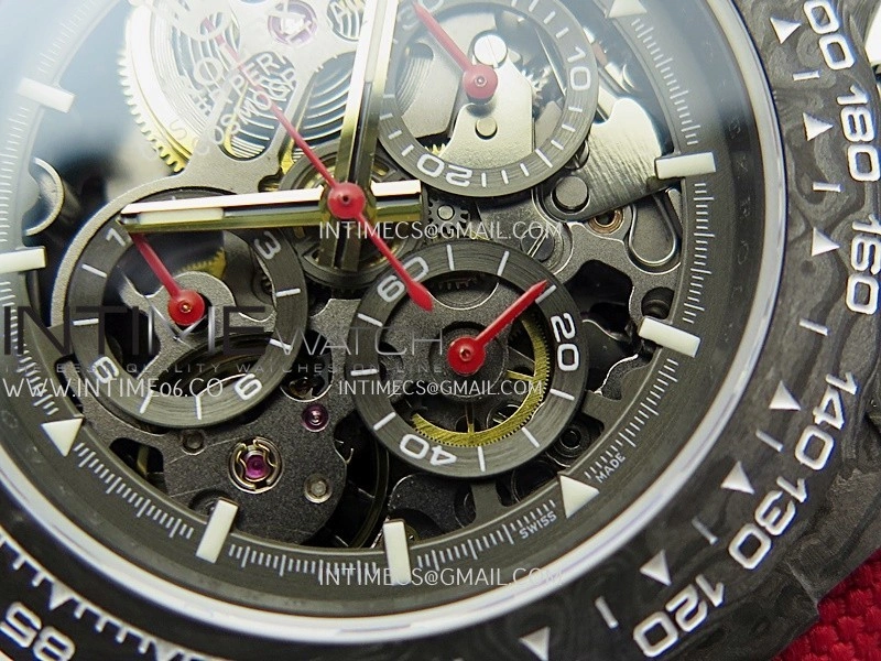 Daytona DIW Carbon Red Handset GETF Best Edition Skeleton Dial On Red Nylon Strap SA4130