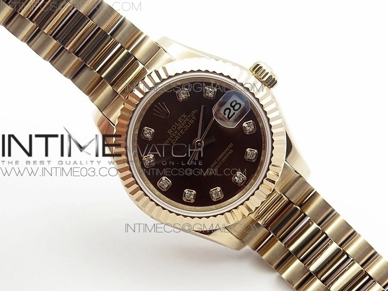 DateJust 28mm RG Diamond Bezel BP Best Edition Brown Dial on RG Bracelet ETA2671