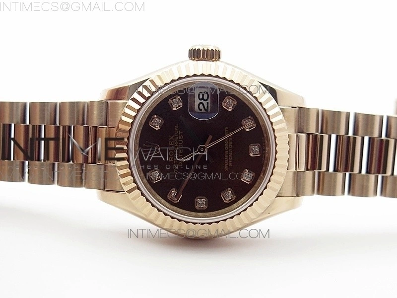 DateJust 28mm RG Diamond Bezel BP Best Edition Brown Dial on RG Bracelet ETA2671