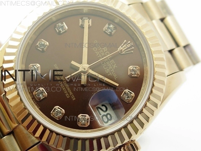 DateJust 28mm RG Diamond Bezel BP Best Edition Brown Dial on RG Bracelet ETA2671