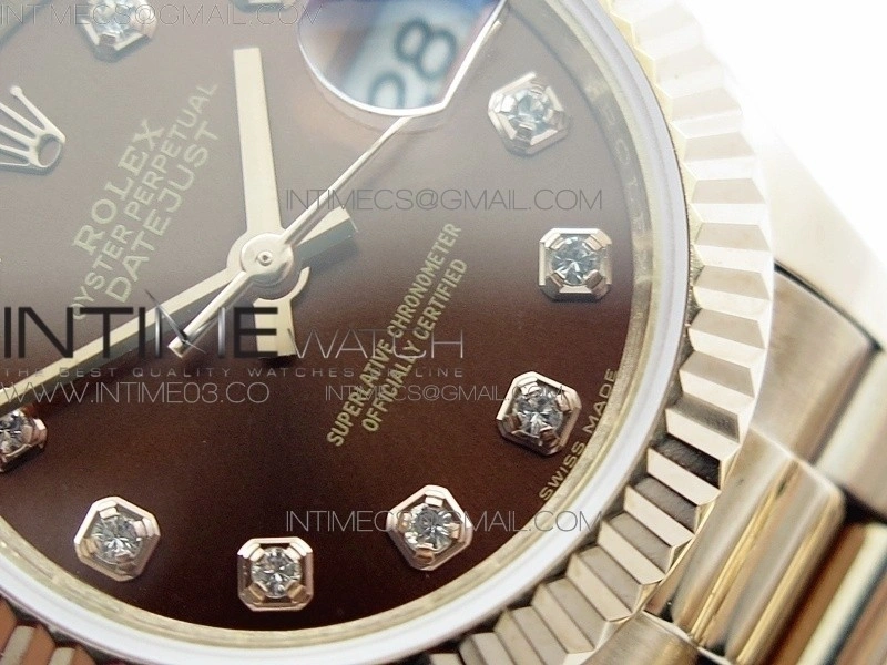 DateJust 28mm RG Diamond Bezel BP Best Edition Brown Dial on RG Bracelet ETA2671
