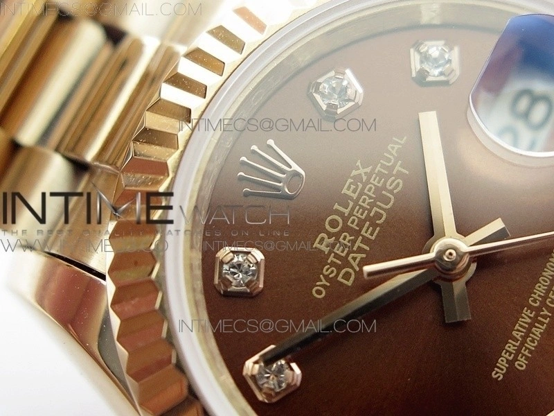DateJust 28mm RG Diamond Bezel BP Best Edition Brown Dial on RG Bracelet ETA2671