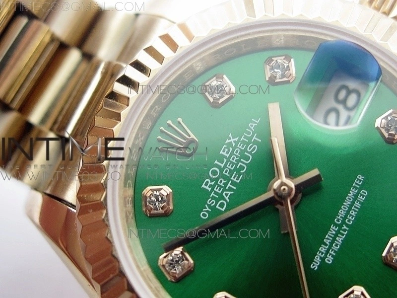 DateJust 28mm RG Diamond Bezel BP Best Edition Green Dial on RG Bracelet ETA2671