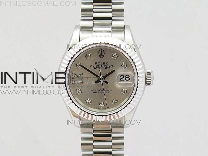 DateJust 28mm SS BP Best Edition Silver Dial XI Diamond on SS Bracelet ETA2671