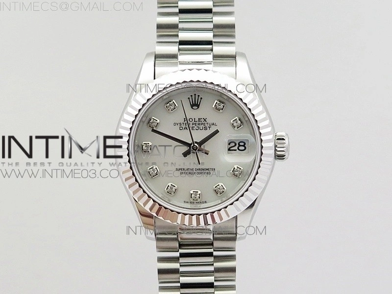 DateJust 28mm SS BP Best Edition White MOP Dial on SS Bracelet ETA2671
