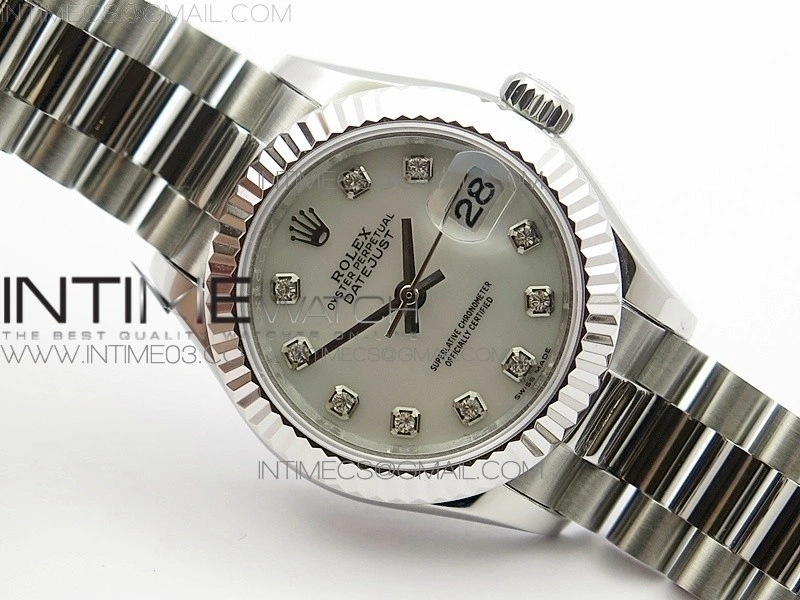 DateJust 28mm SS BP Best Edition White MOP Dial on SS Bracelet ETA2671