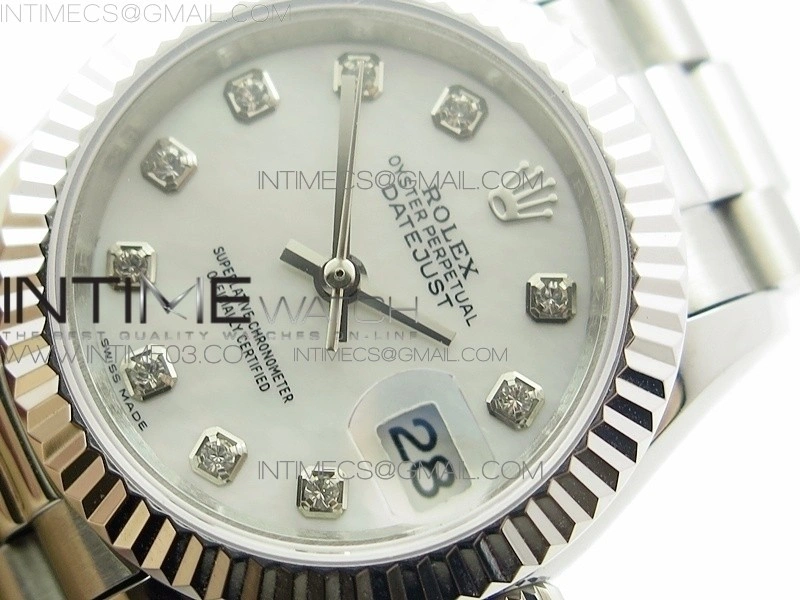 DateJust 28mm SS BP Best Edition White MOP Dial on SS Bracelet ETA2671