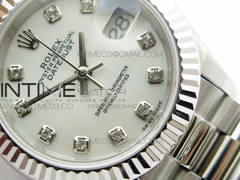 DateJust 28mm SS BP Best Edition White MOP Dial on SS Bracelet ETA2671