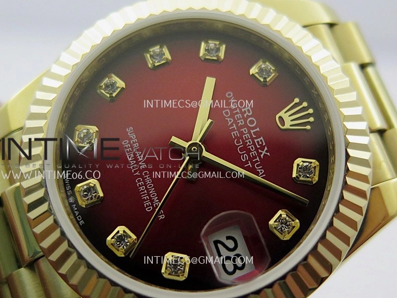 DateJust 31mm YG GMF Best Edition Red Ombre Dial On YG President Bracelet A2824