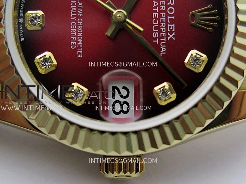 DateJust 31mm YG GMF Best Edition Red Ombre Dial On YG President Bracelet A2824