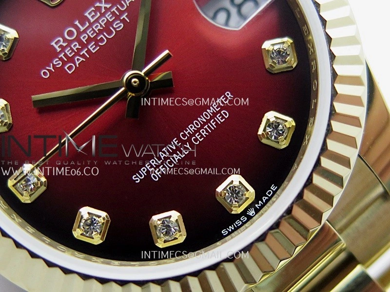 DateJust 31mm YG GMF Best Edition Red Ombre Dial On YG President Bracelet A2824