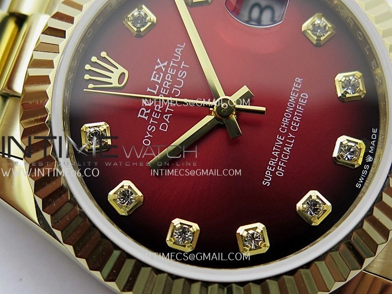 DateJust 31mm YG GMF Best Edition Red Ombre Dial On YG President Bracelet A2824