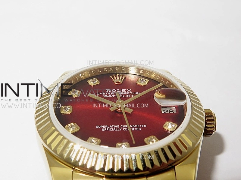 DateJust 31mm YG GMF Best Edition Red Ombre Dial On YG President Bracelet A2824