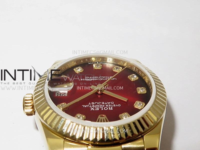 DateJust 31mm YG GMF Best Edition Red Ombre Dial On YG President Bracelet A2824