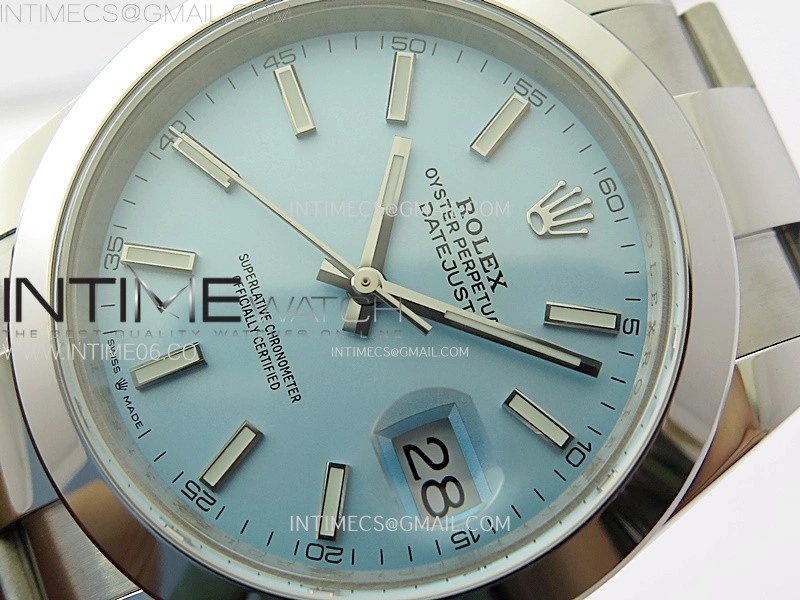 DateJust 41 126300 SS BP 1:1 Best Edition Ice Blue Dial on Oyster Bracelet