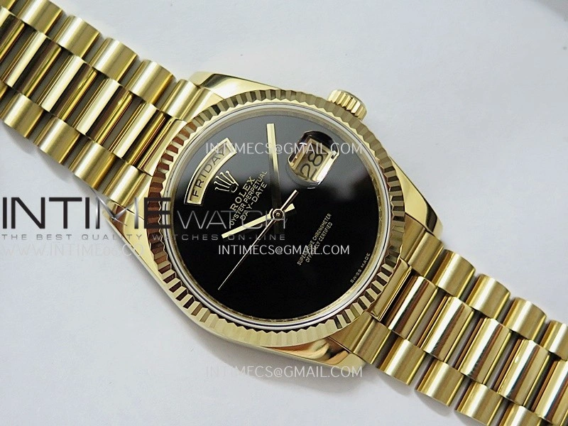 Day Date 128238 YG BP 1:1 Best Edition Black Dial On President Bracelet SA3255