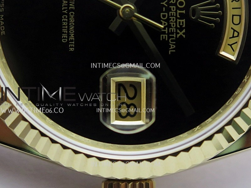 Day Date 128238 YG BP 1:1 Best Edition Black Dial On President Bracelet SA3255