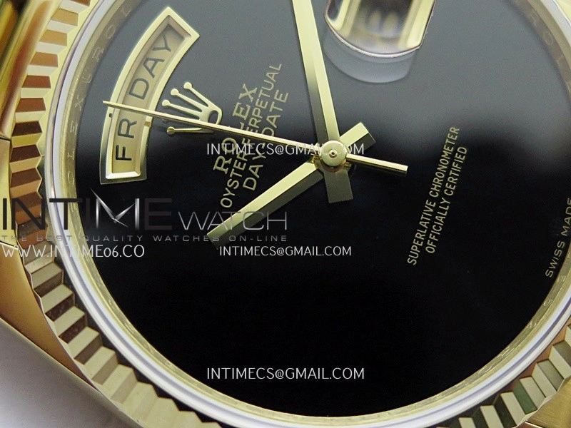 Day Date 128238 YG BP 1:1 Best Edition Black Dial On President Bracelet SA3255