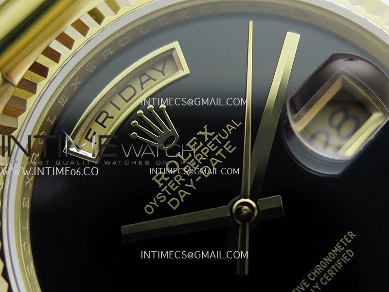 Day Date 128238 YG BP 1:1 Best Edition Black Dial On President Bracelet SA3255
