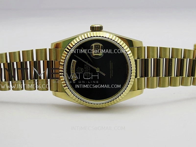 Day Date 128238 YG BP 1:1 Best Edition Black Dial On President Bracelet SA3255